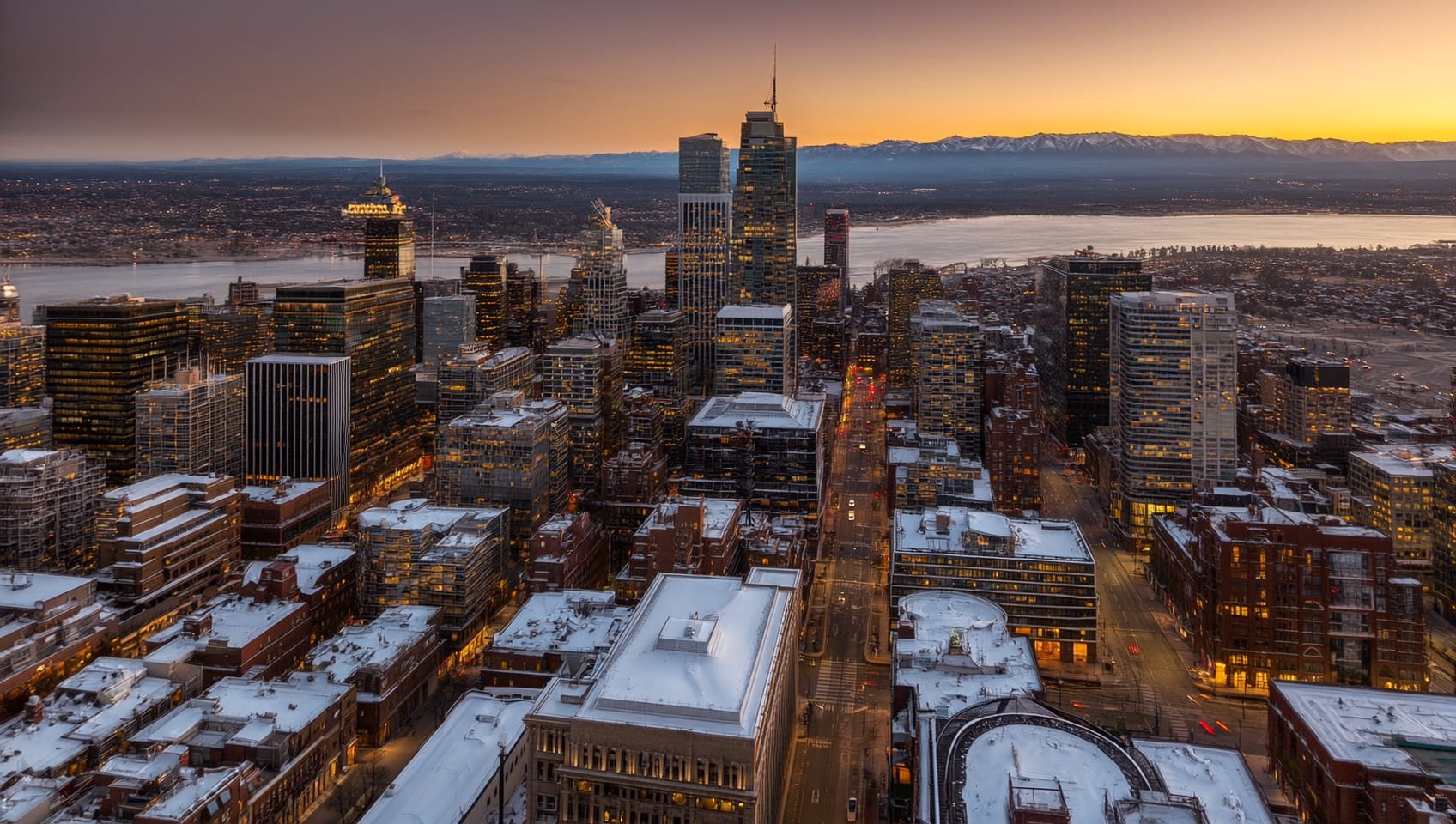 Downtown Calgary skyline at dusk, the city JULY Investment is built around